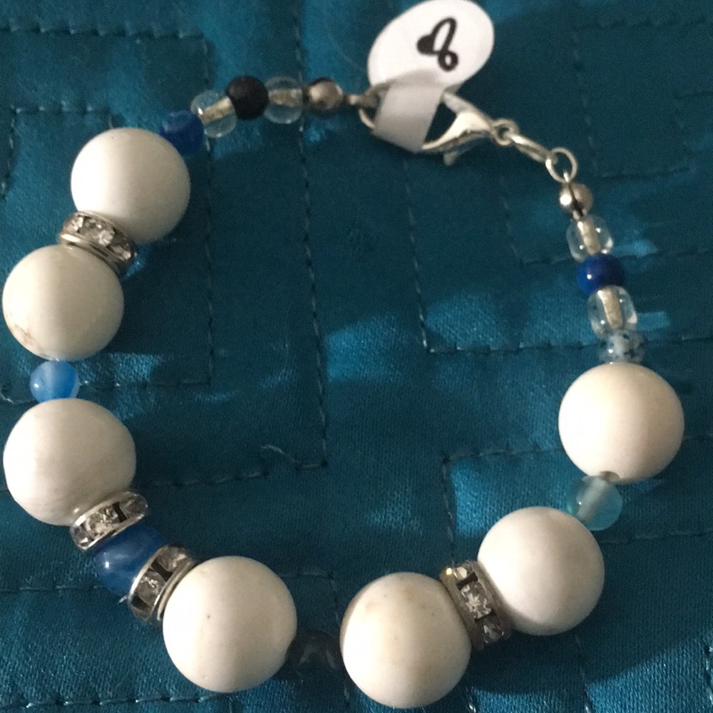 Kid size blue and white with rhinestone bracelet